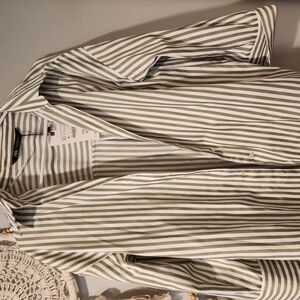 Striped Green and White Men's Shirt